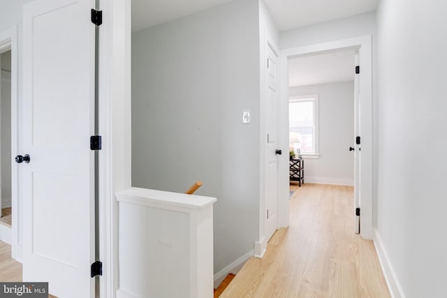 hall with light hardwood / wood-style flooring