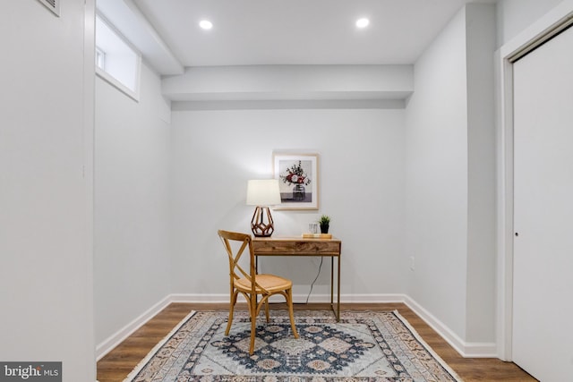 office space featuring dark hardwood / wood-style floors