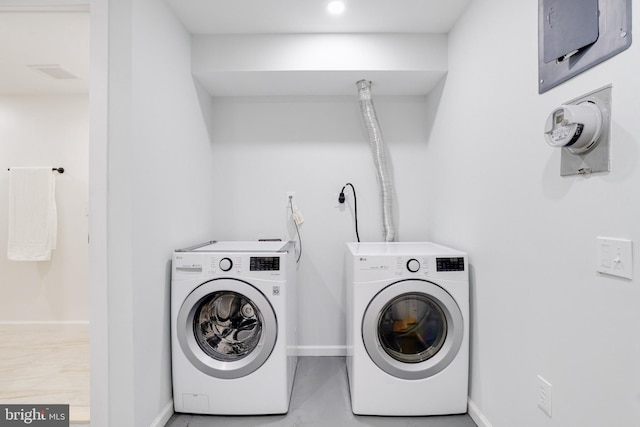 laundry area featuring washing machine and clothes dryer