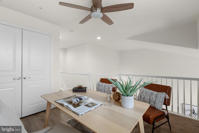 interior space with dark wood-type flooring