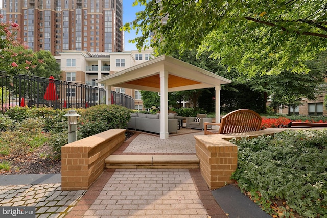 view of patio featuring an outdoor living space