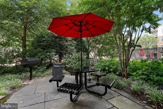 view of patio / terrace with a grill