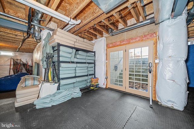 garage featuring french doors