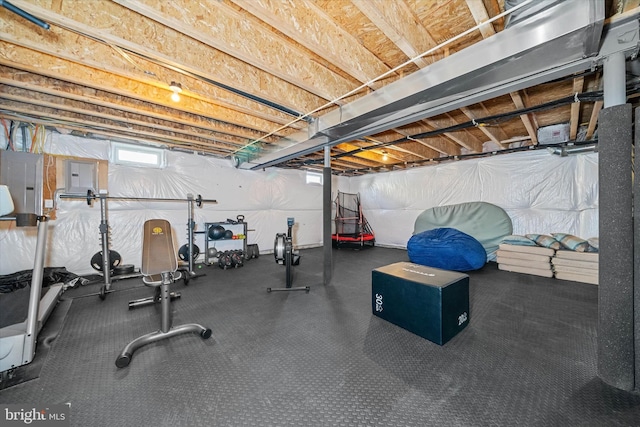 exercise room with electric panel