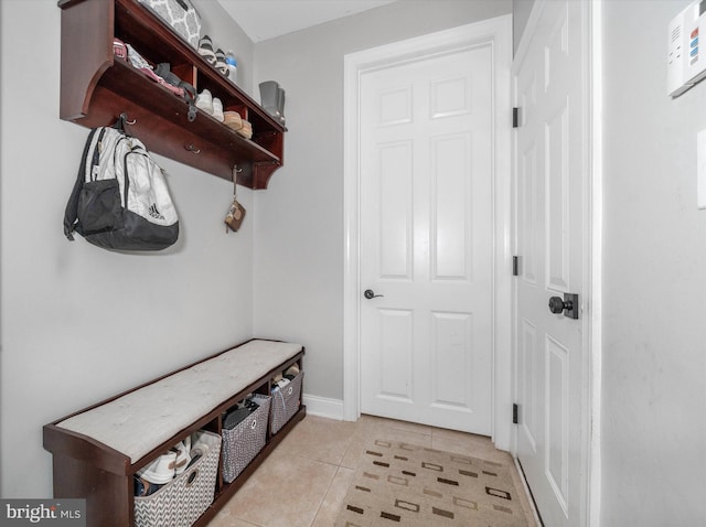 mudroom featuring light tile patterned floors