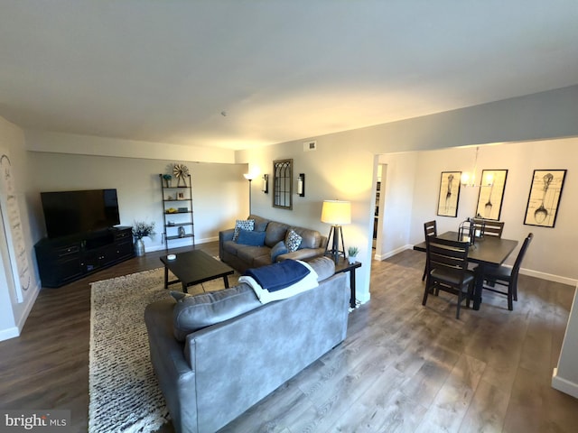 living room featuring hardwood / wood-style flooring