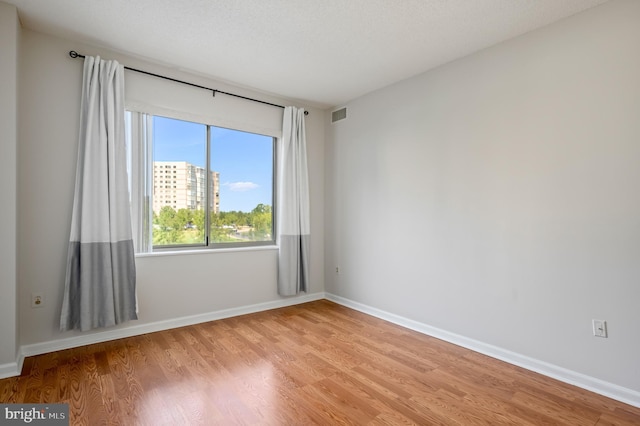 empty room with light wood-type flooring