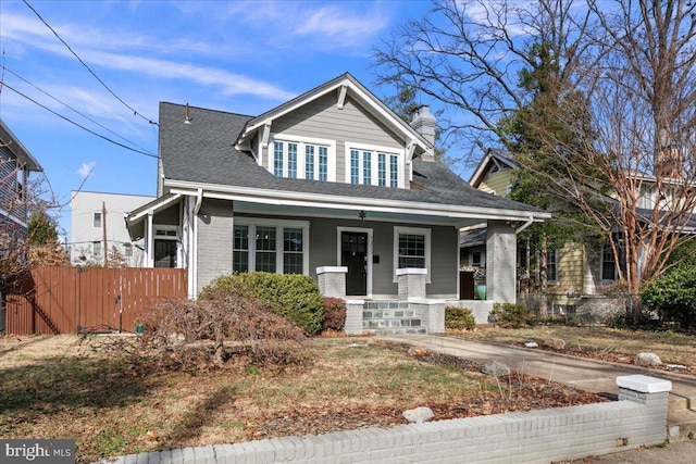 view of front facade featuring covered porch