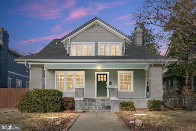 view of front of home with covered porch