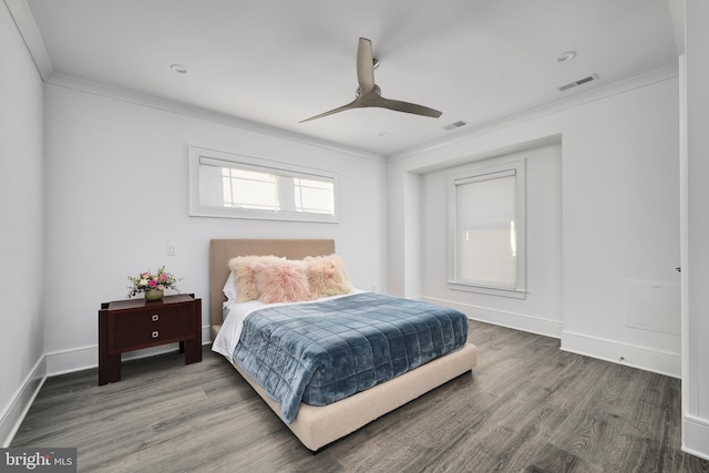 17-C Long Beach Blvd, Long Beach Township, NJ 08008 - bedroom with crown molding, wood finished floors, baseboards, and a ceiling fan