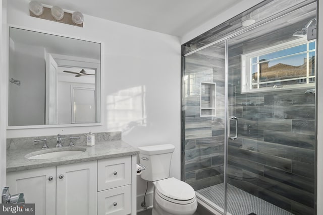 17-C Long Beach Blvd, Long Beach Township, NJ 08008 - bathroom featuring vanity, a shower stall, and toilet