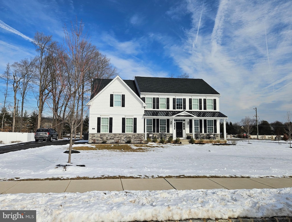 colonial house with covered porch