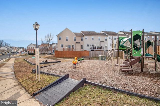 view of jungle gym with central AC unit