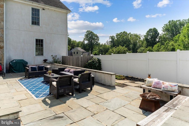 view of patio featuring grilling area and an outdoor living space