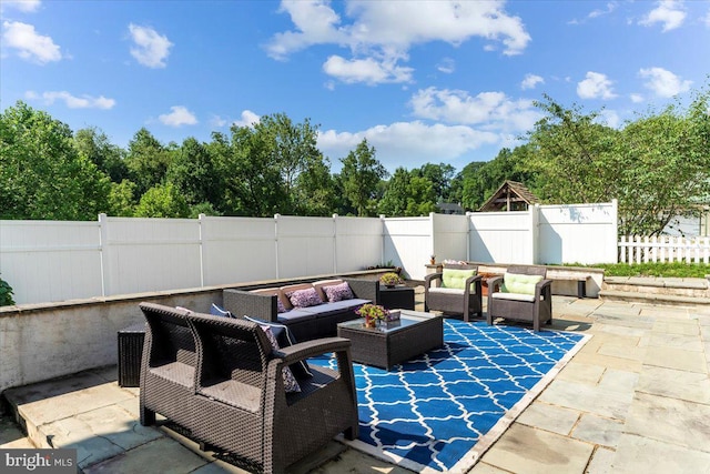 view of patio with an outdoor living space