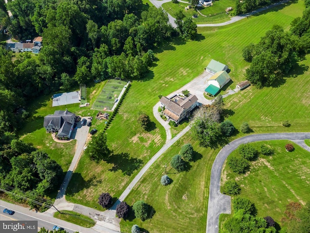 aerial view featuring a rural view