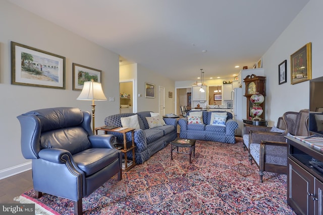 living room with wood-type flooring