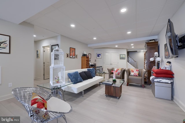 living room with light wood-type flooring