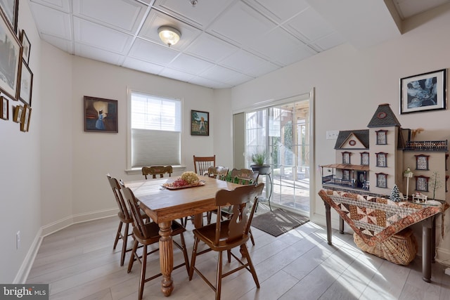 dining space with a healthy amount of sunlight and light wood-type flooring