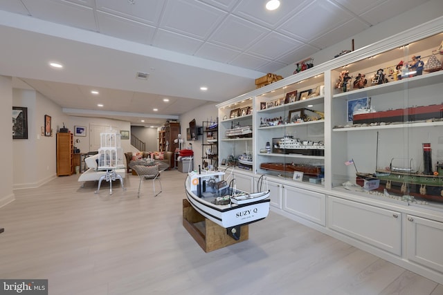 interior space with light hardwood / wood-style floors