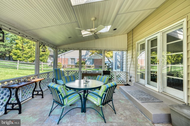 view of patio / terrace featuring ceiling fan