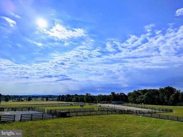 view of yard with a rural view