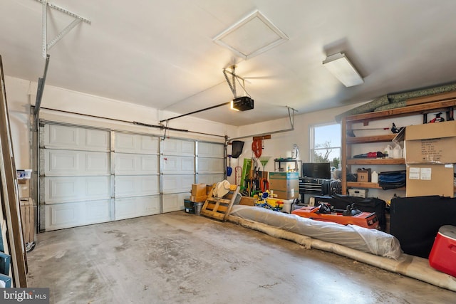 garage with a garage door opener