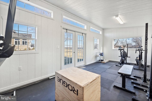 workout room with french doors