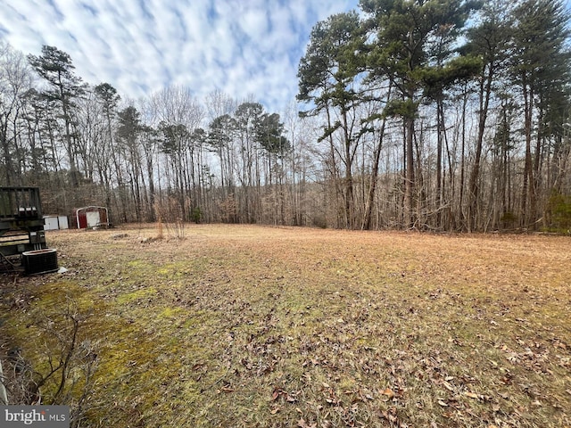 view of yard featuring a shed