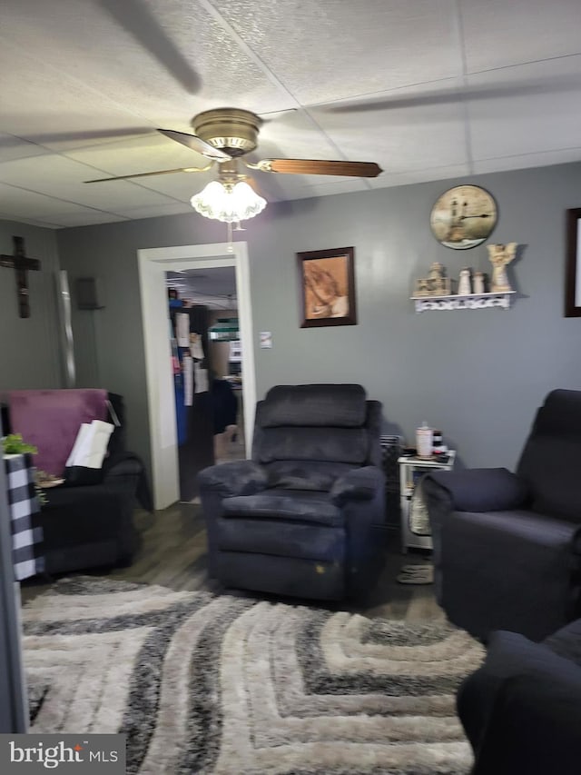 living room with ceiling fan