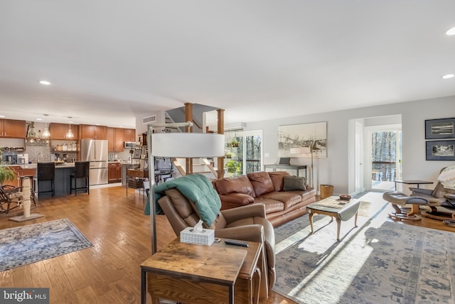 living room featuring light hardwood / wood-style floors