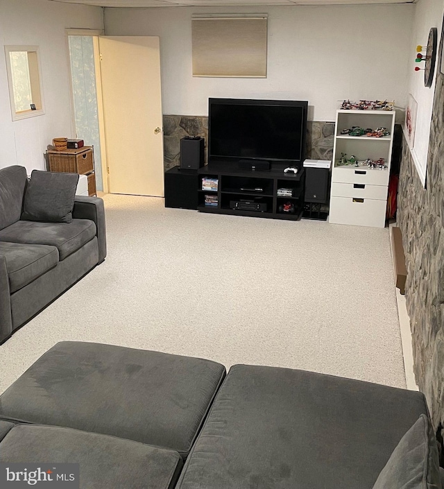 living room featuring carpet floors