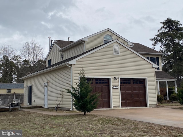 view of home's exterior with a garage