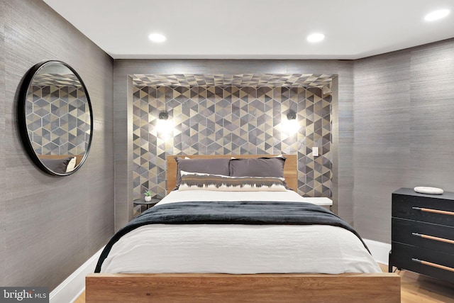 bedroom with recessed lighting