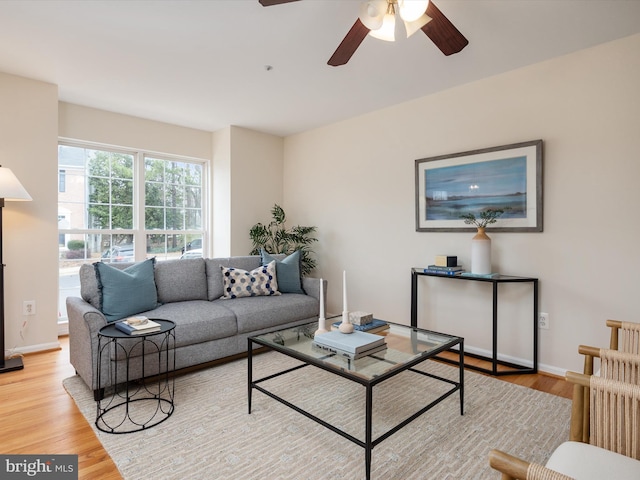 living room featuring light wood-type flooring