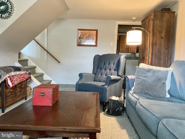 living room with light carpet