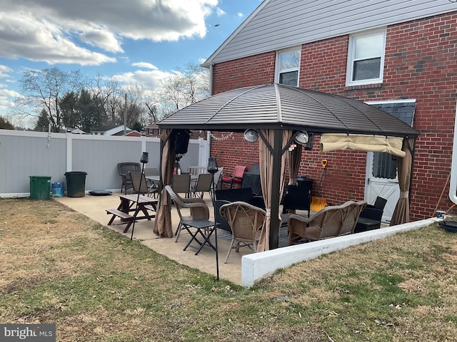 view of patio / terrace with a gazebo