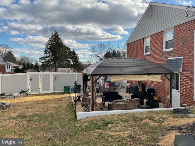 view of yard with a gazebo