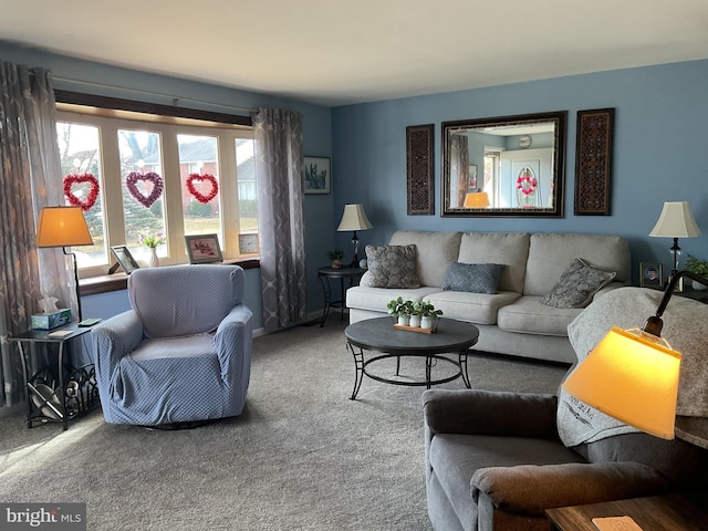 living room with carpet flooring