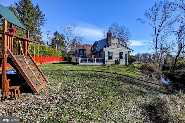 view of yard with a playground