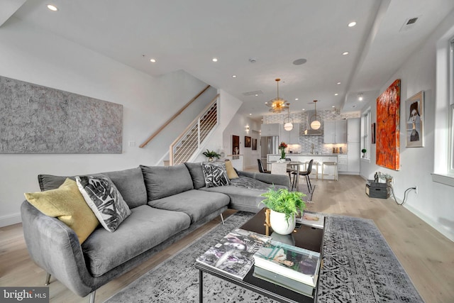 living room featuring light hardwood / wood-style floors