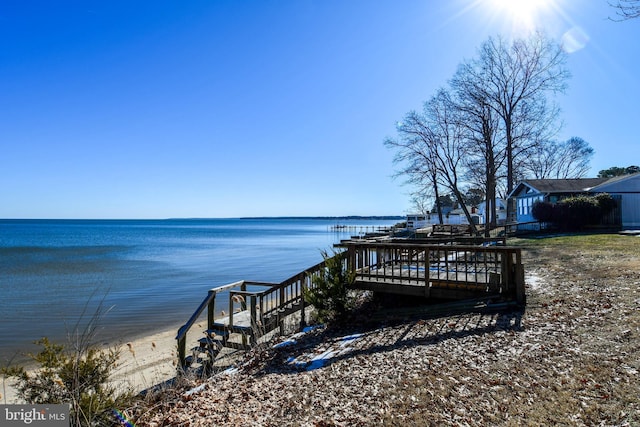 dock area featuring a water view