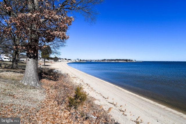 view of water feature with a view of the beach