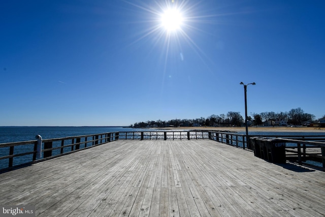 dock area with a water view