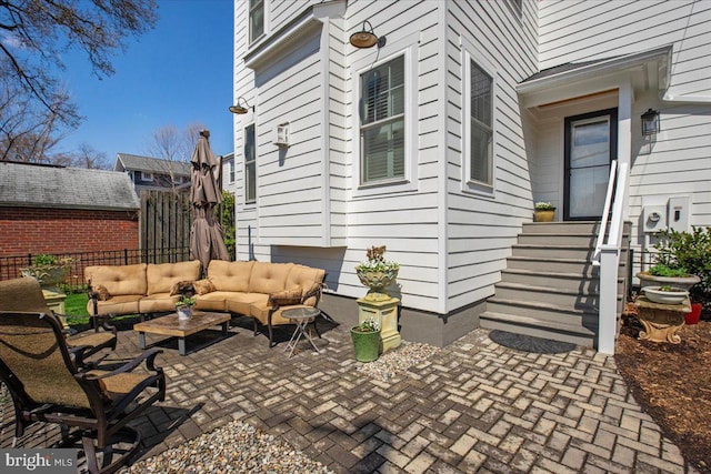 view of patio featuring an outdoor living space