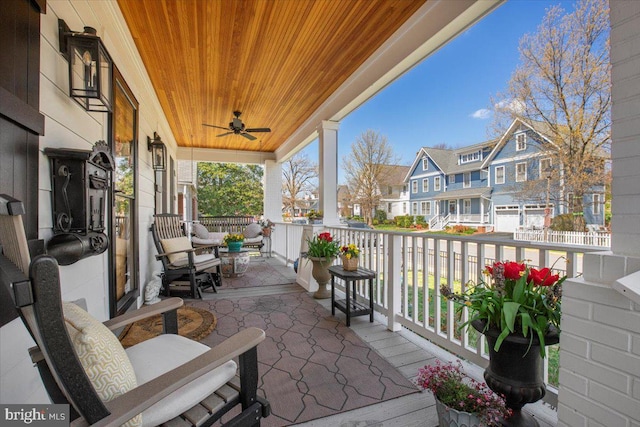 view of patio with covered porch and ceiling fan