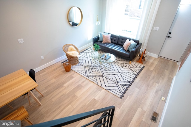 living room featuring light wood-type flooring