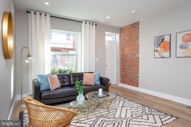 living room with light wood-type flooring