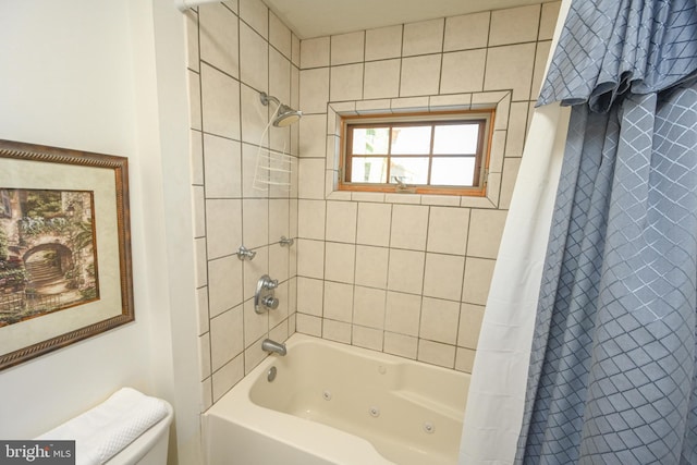 bathroom featuring shower / bathtub combination with curtain