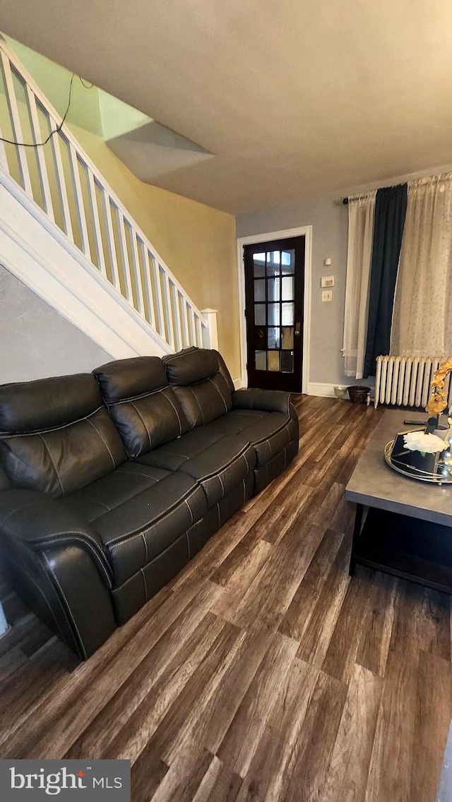 living room with hardwood / wood-style flooring